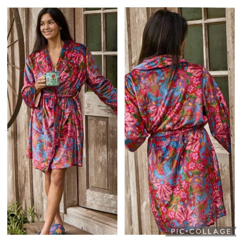 Natural Life Cozy Blanket Robe Floral Size XS Boho
